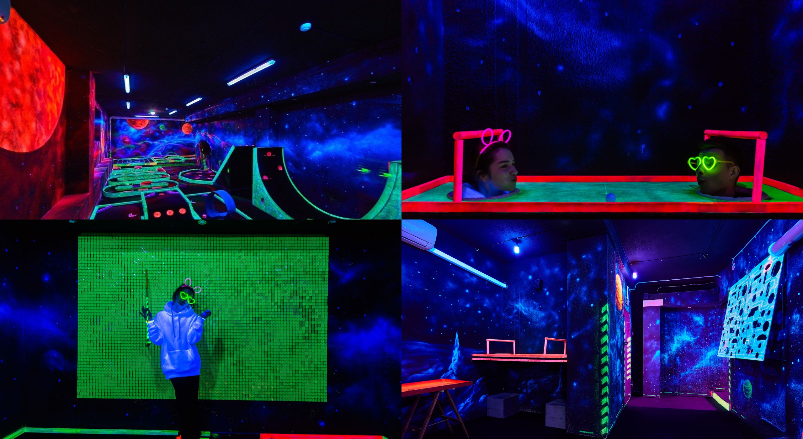 Посещение неонового мини-гольфа