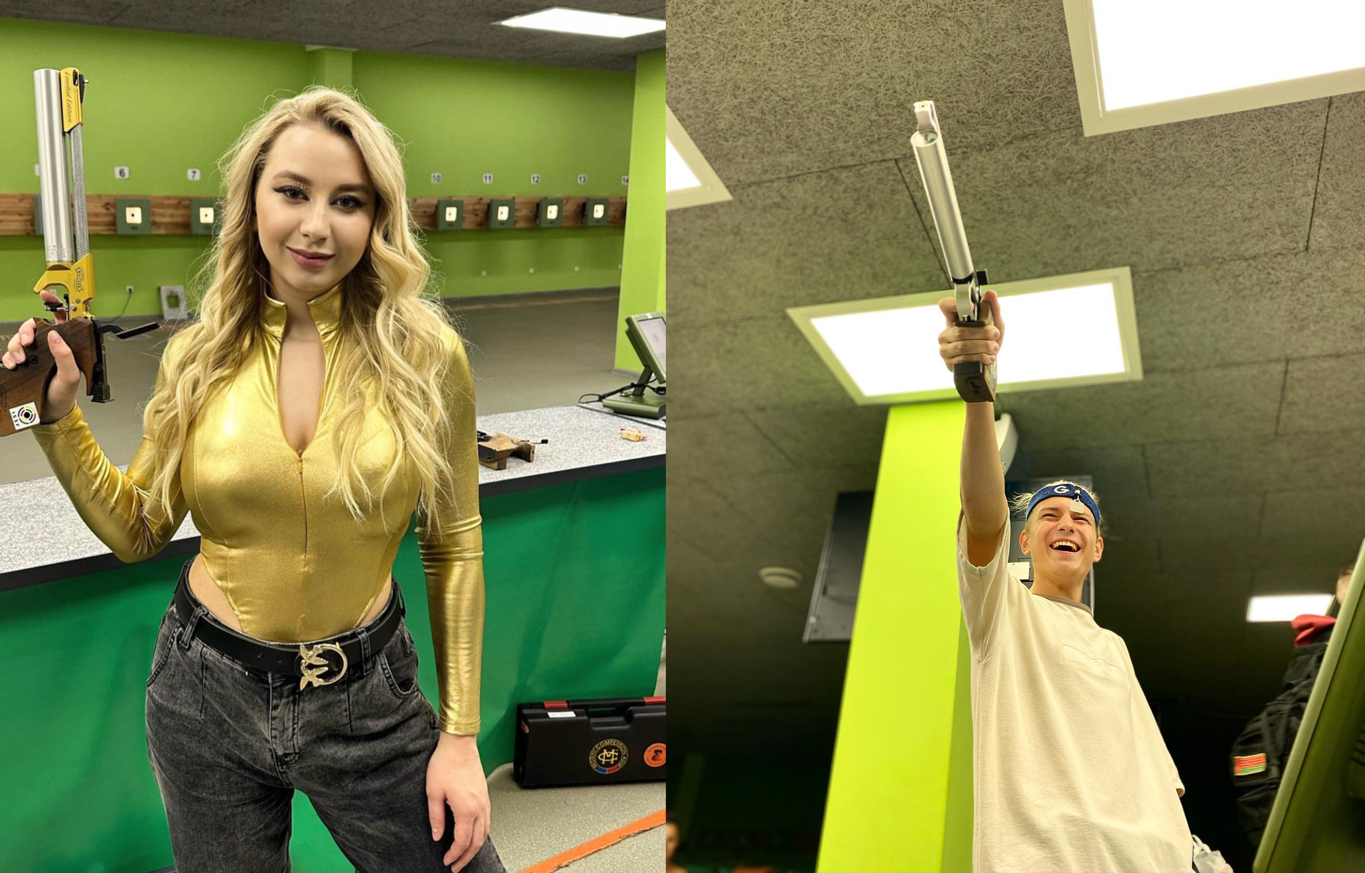 Тренировка в тире по стрельбе из пистолета и винтовки