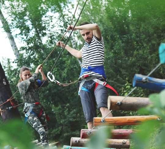 Аттракцион "Веревочный парк", троллей и скалодром