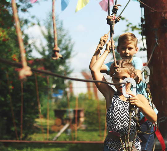 Аттракцион "Веревочный парк", троллей и скалодром